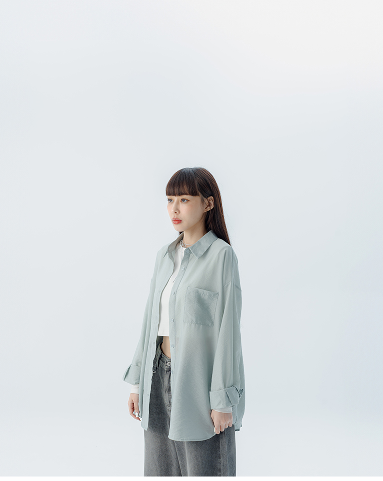 シングルポケットシアー長袖シャツ 5色展開