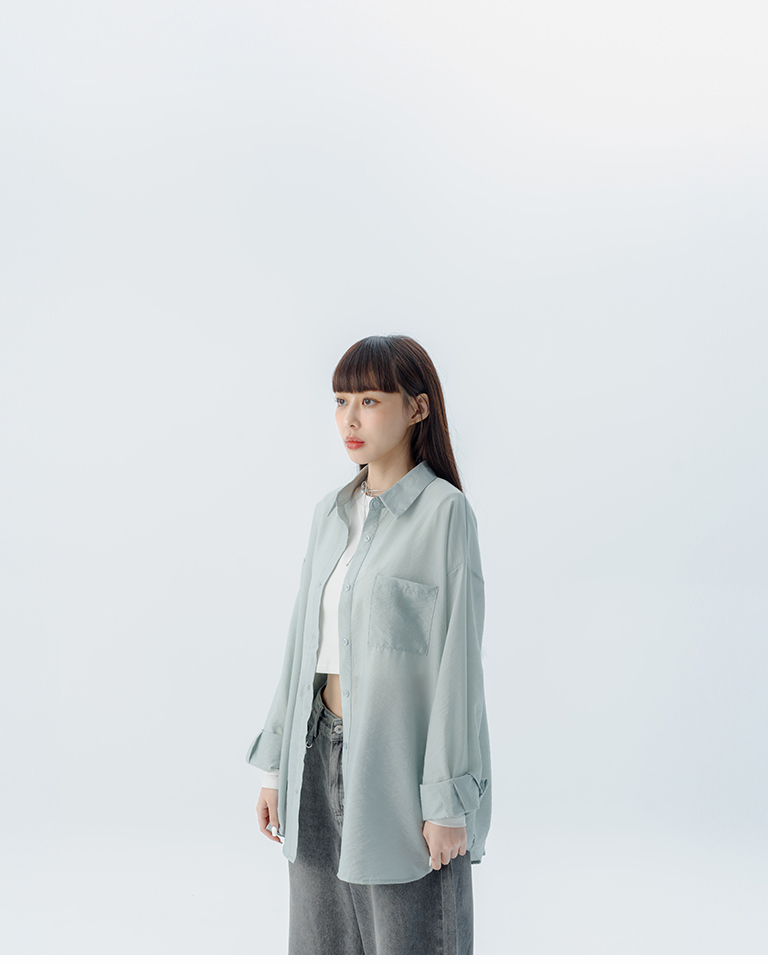 シングルポケットシアー長袖シャツ 5色展開