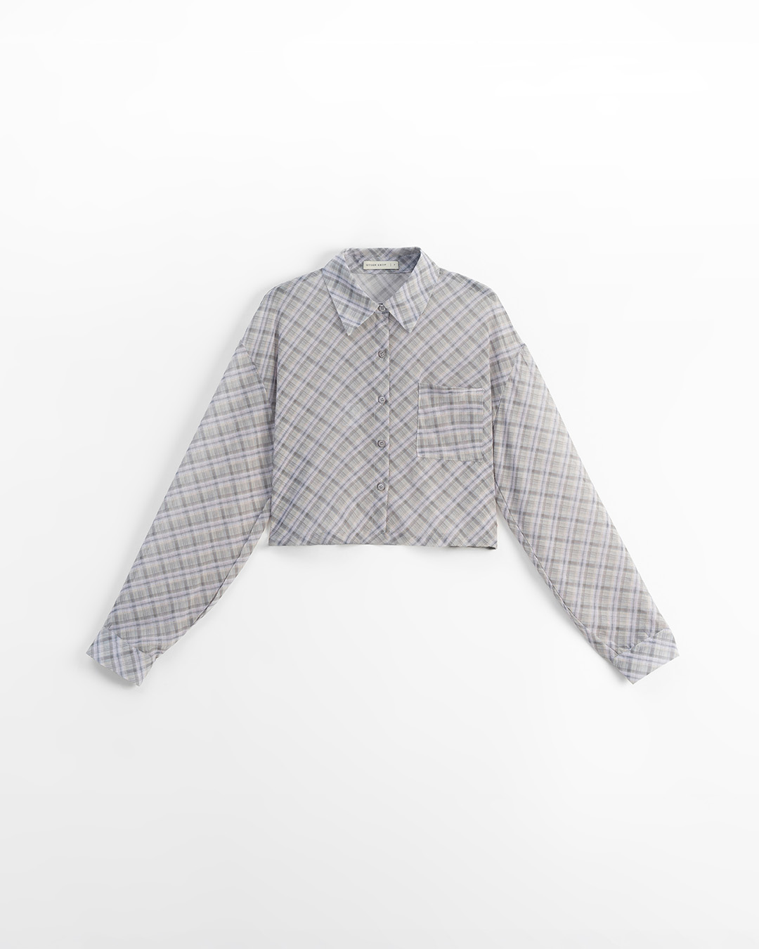 チェックシアー長袖クロップドシャツ 2色展開