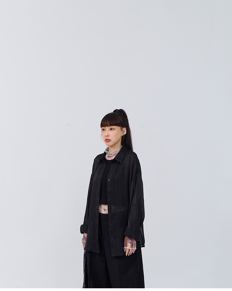 シアーストライプシャツ 3色展開