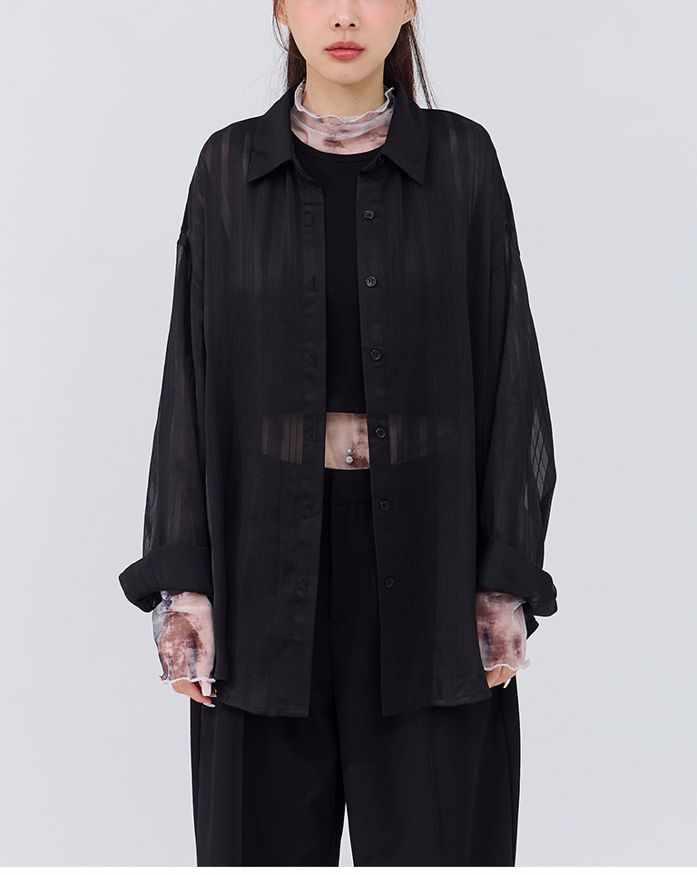 シアーストライプシャツ 3色展開