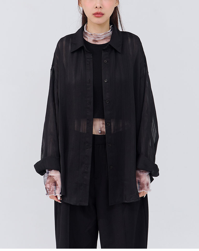 シアーストライプシャツ 3色展開