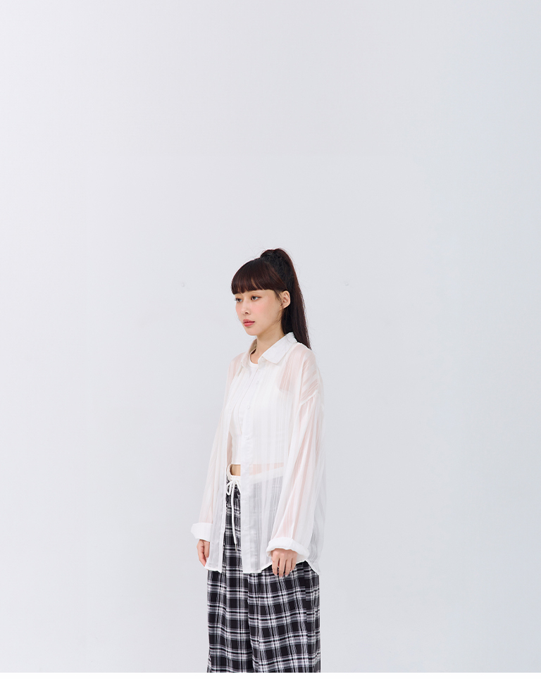 シアーストライプシャツ 3色展開