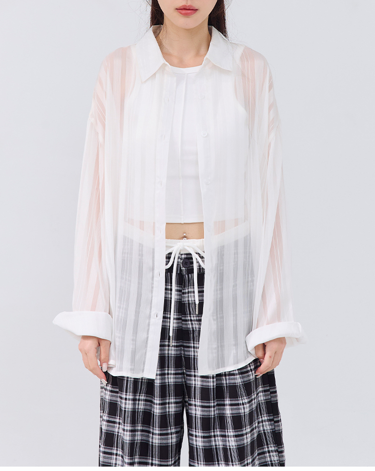 シアーストライプシャツ 3色展開