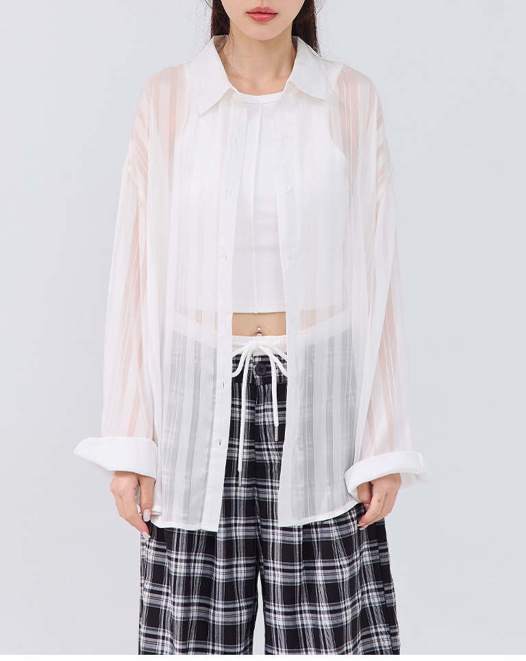 シアーストライプシャツ 3色展開