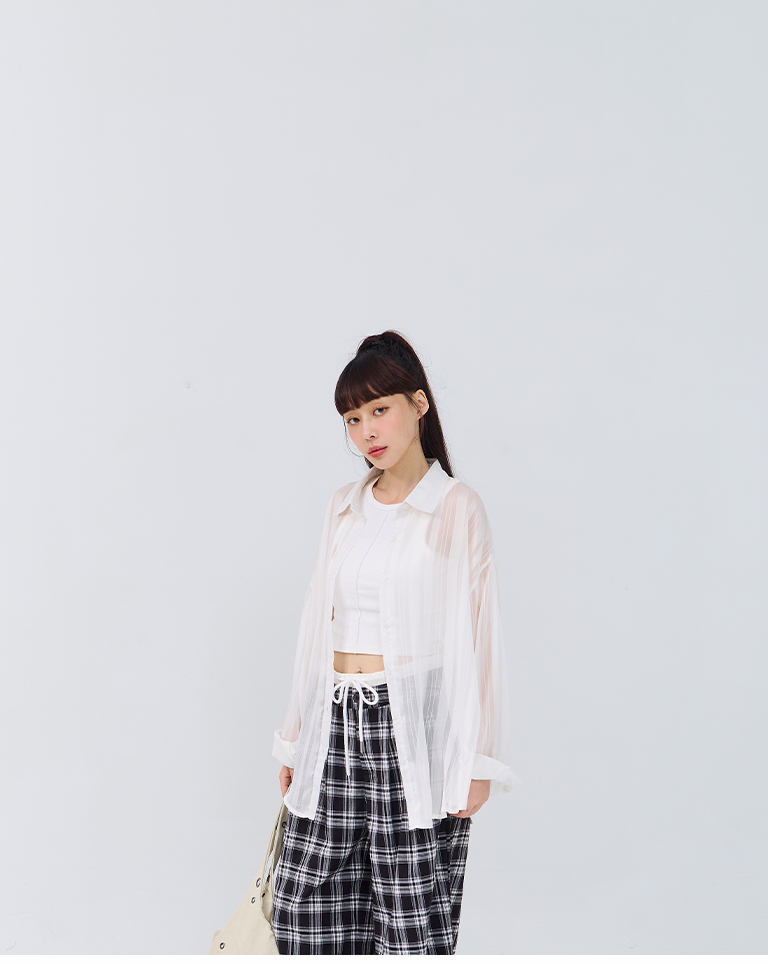 シアーストライプシャツ 3色展開