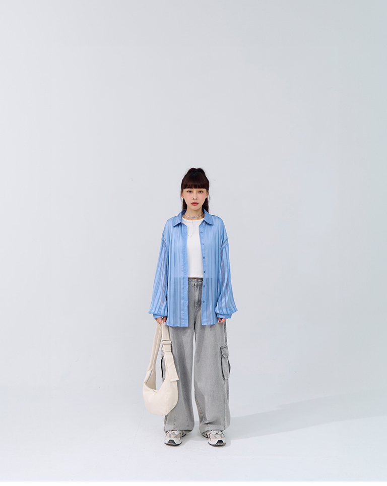 シアーストライプシャツ 3色展開