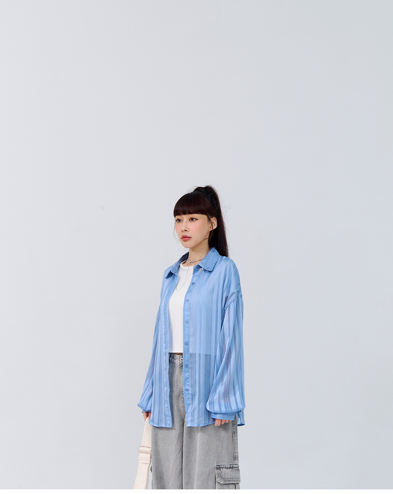 シアーストライプシャツ 3色展開