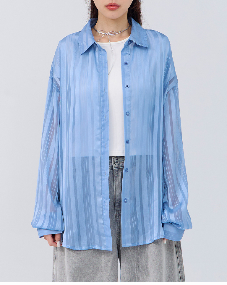 シアーストライプシャツ 3色展開