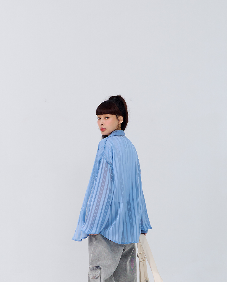 シアーストライプシャツ 3色展開