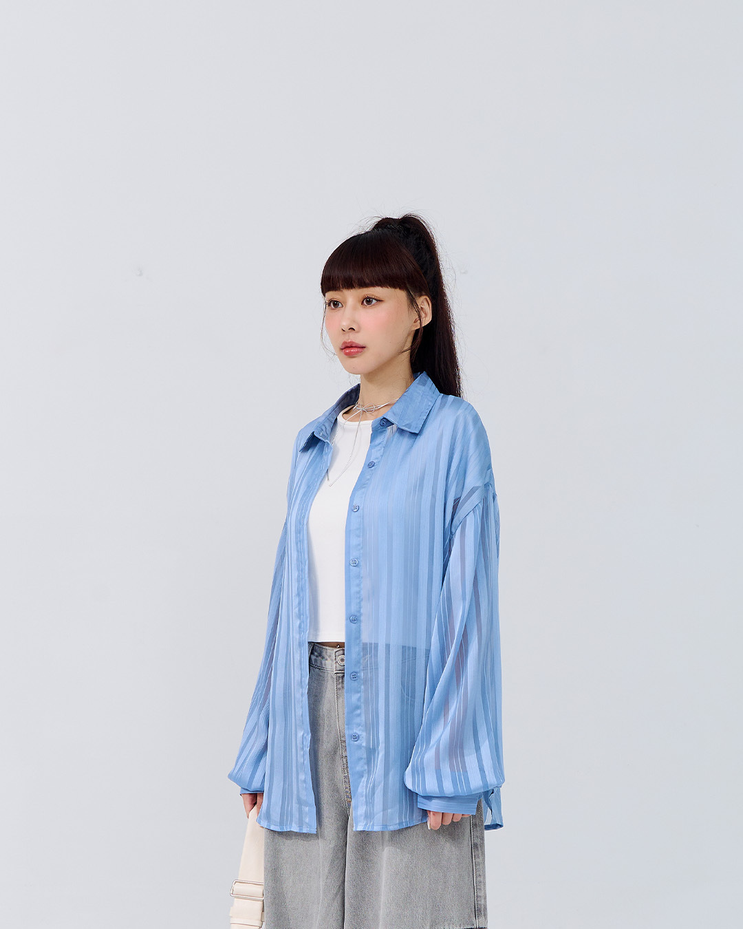 シアーストライプシャツ 3色展開