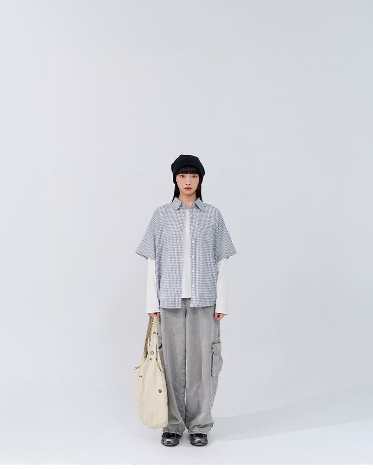 チェックワンポケット半袖シャツ 2色展開