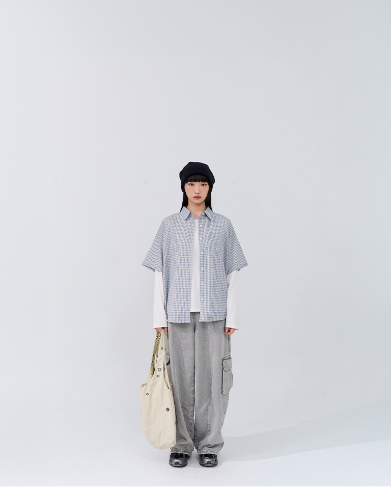 チェックワンポケット半袖シャツ 2色展開