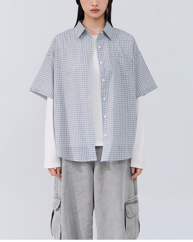 チェックワンポケット半袖シャツ 2色展開