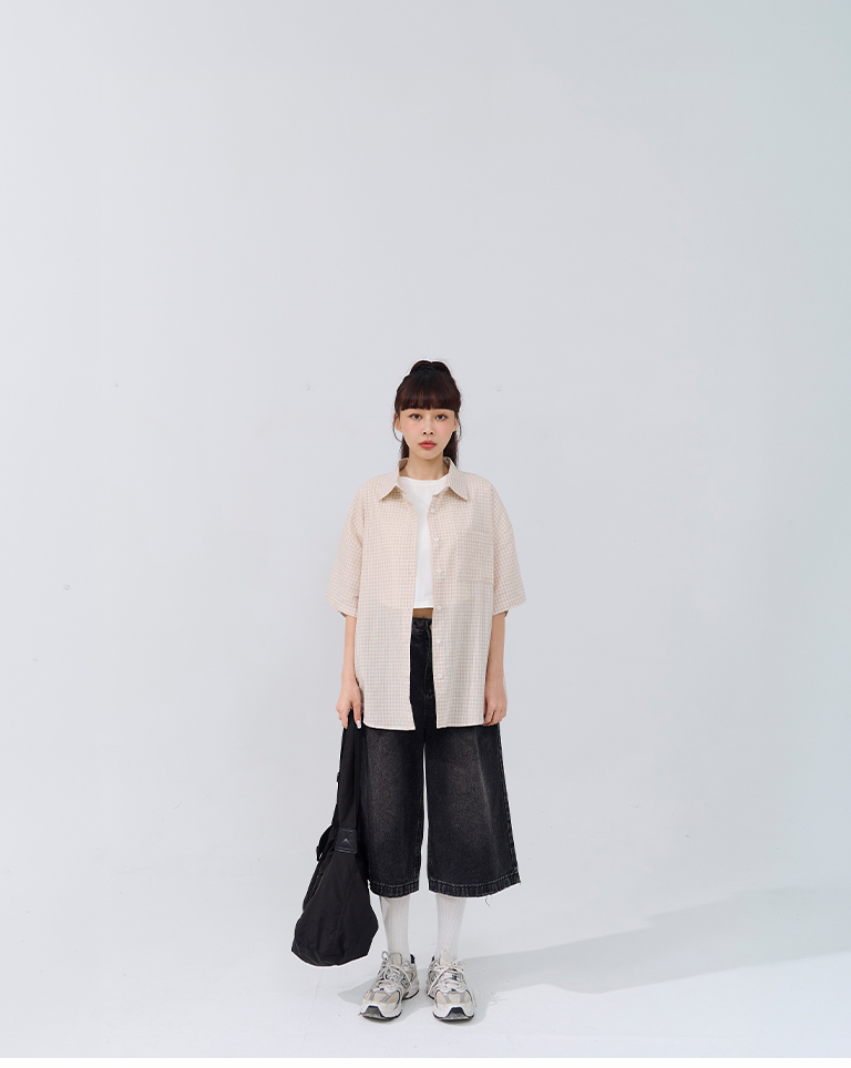 チェックワンポケット半袖シャツ 2色展開