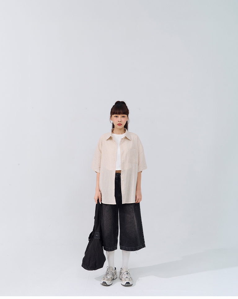 チェックワンポケット半袖シャツ 2色展開