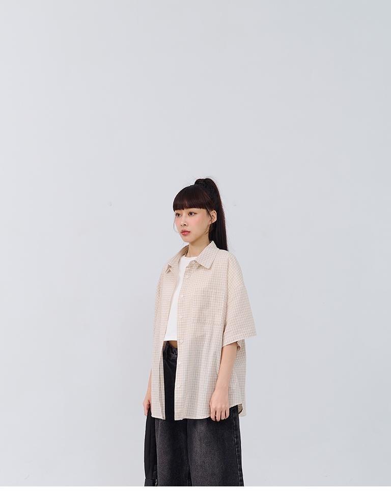 チェックワンポケット半袖シャツ 2色展開