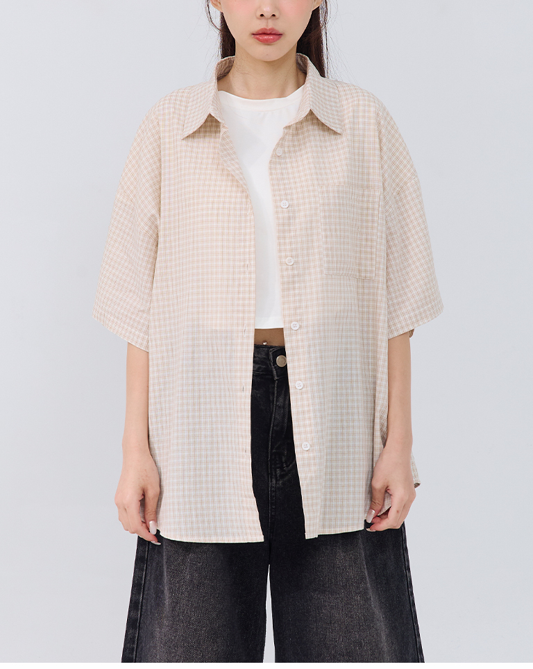 チェックワンポケット半袖シャツ 2色展開