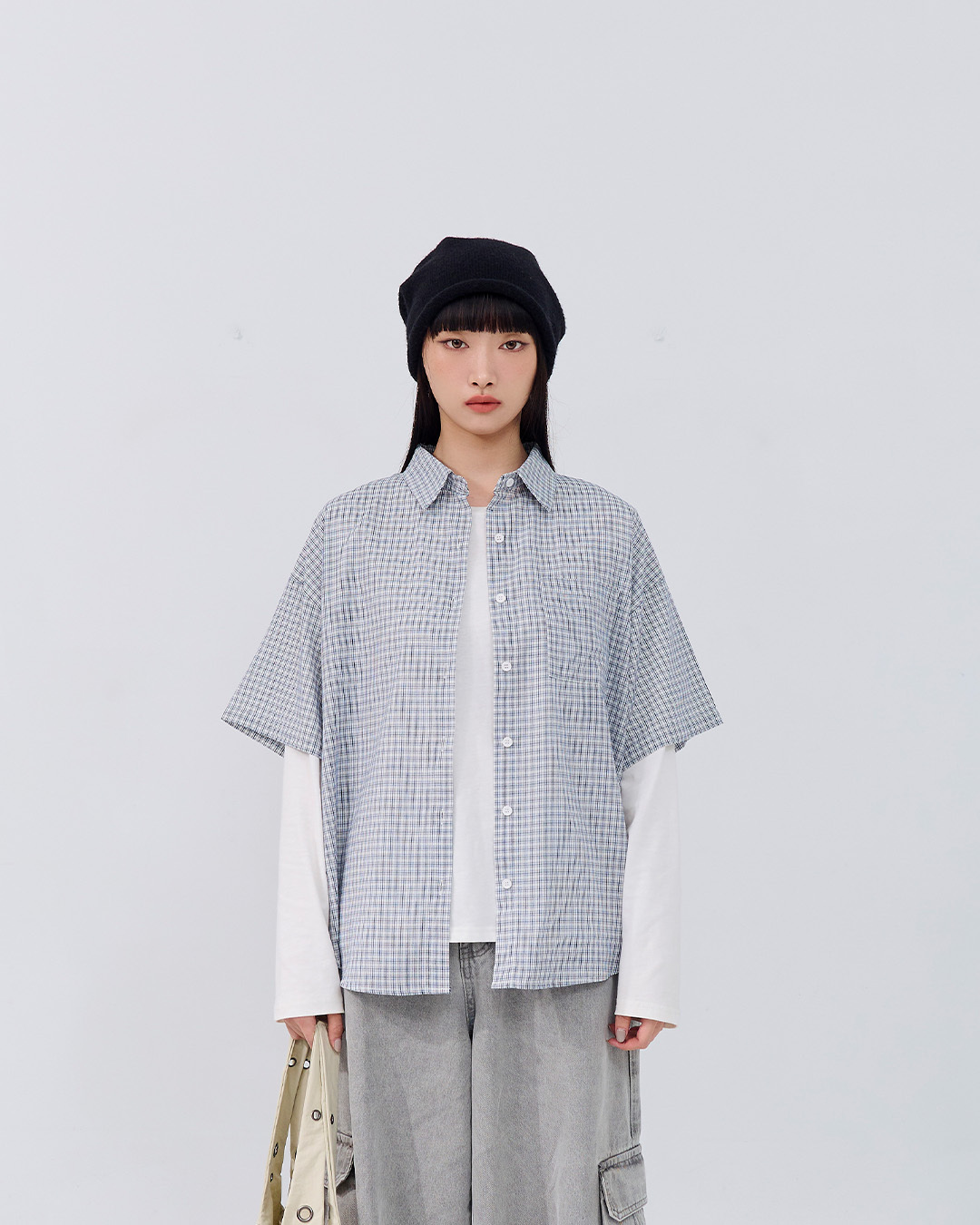 チェックワンポケット半袖シャツ 2色展開