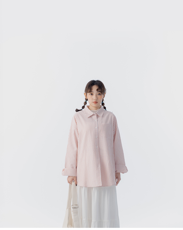 ストライプワイド長袖シャツ 2色展開