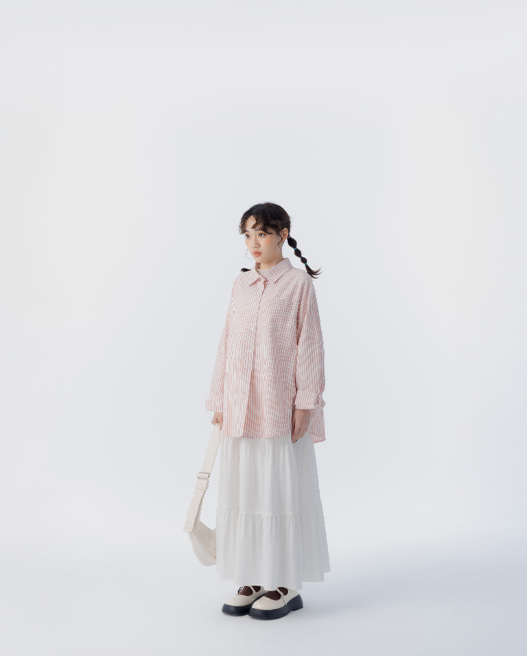 ストライプワイド長袖シャツ 2色展開