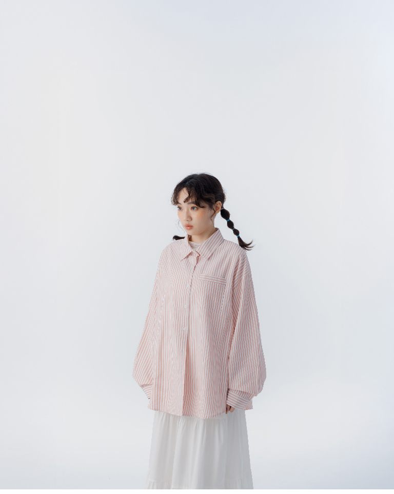 ストライプワイド長袖シャツ 2色展開