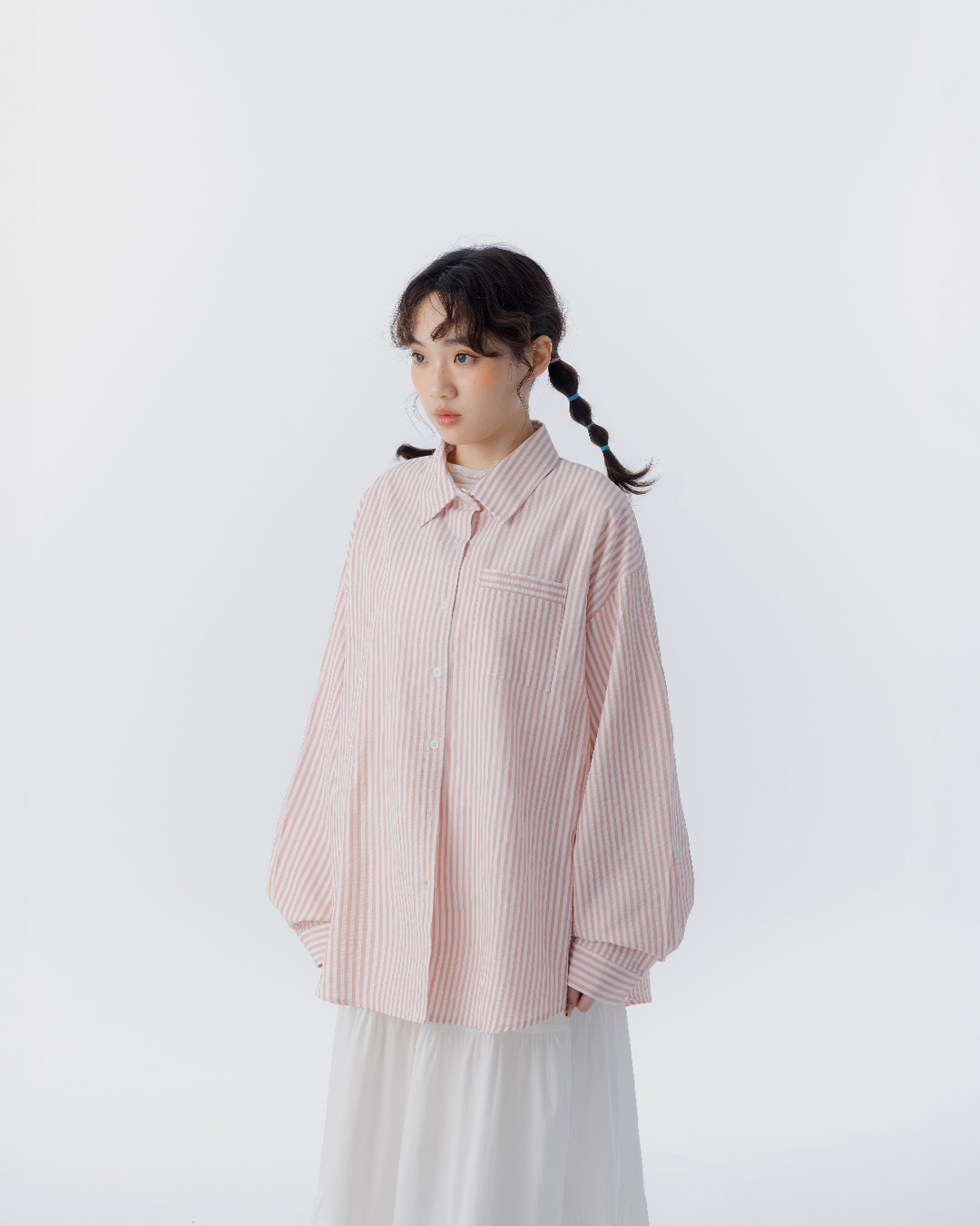 ストライプワイド長袖シャツ 2色展開