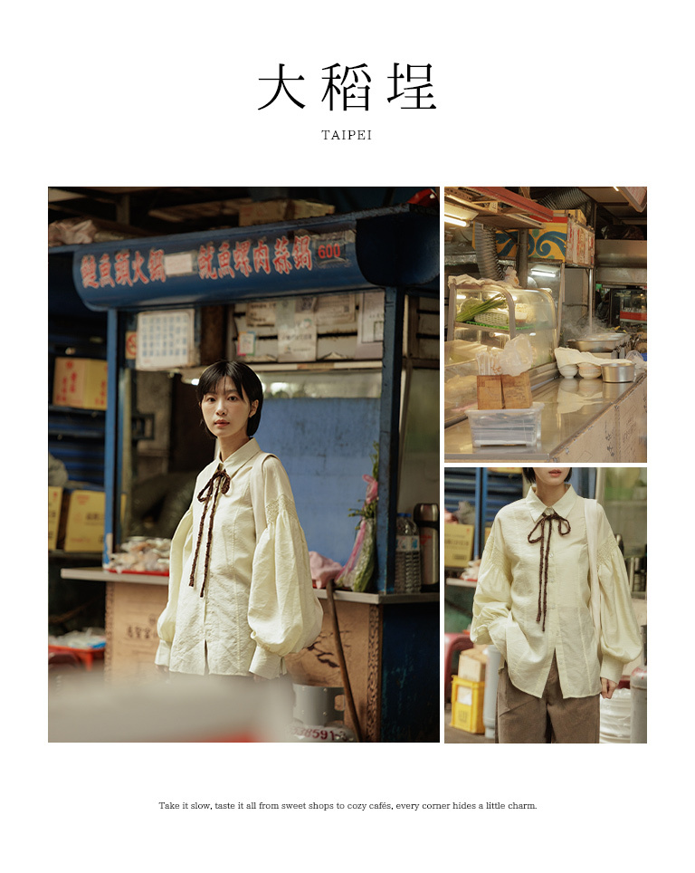 春1尚未收到---ギャザースリーブシアーシャツ 3色展開