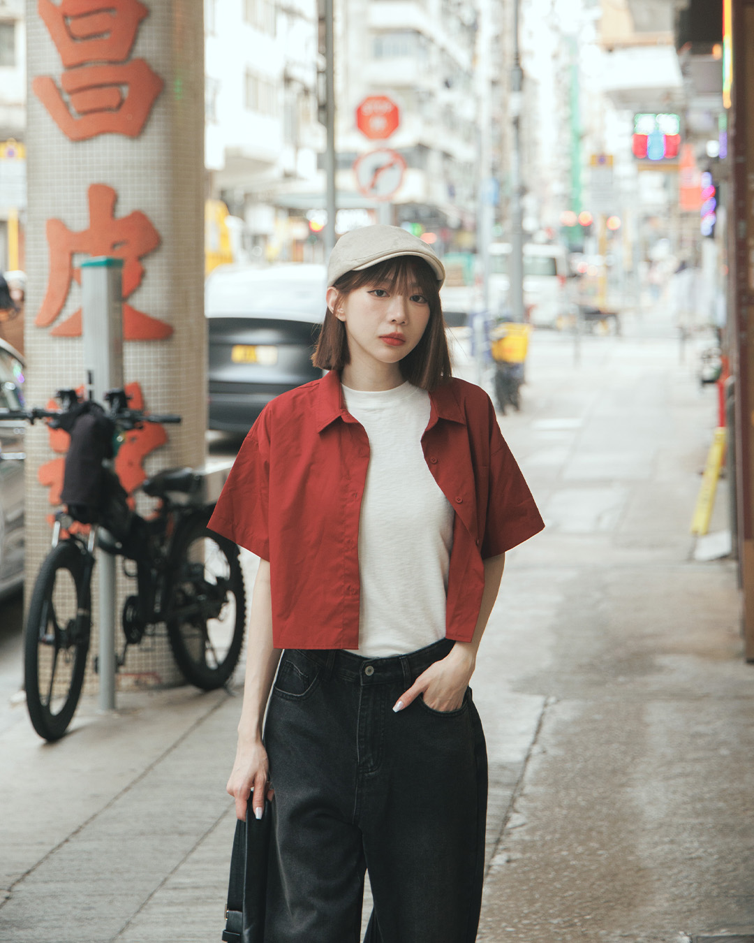 バックボタンクロップドシャツ 4色展開