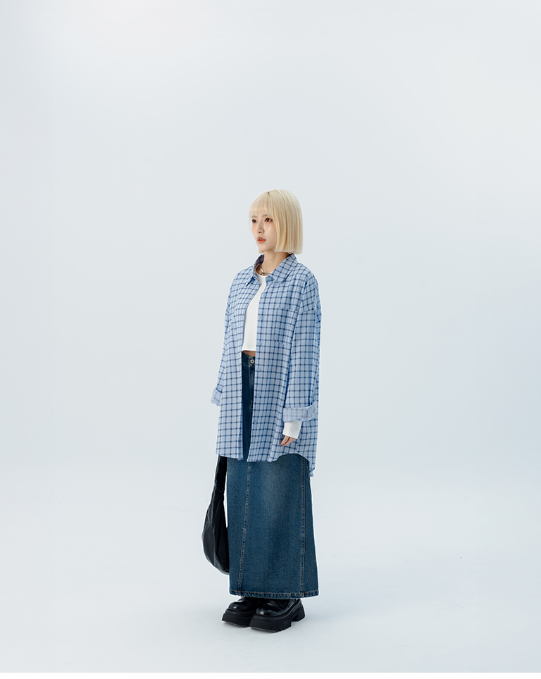 チェック柄長袖シャツ 2色展開