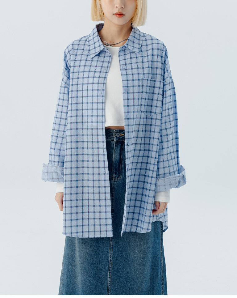 チェック柄長袖シャツ 2色展開