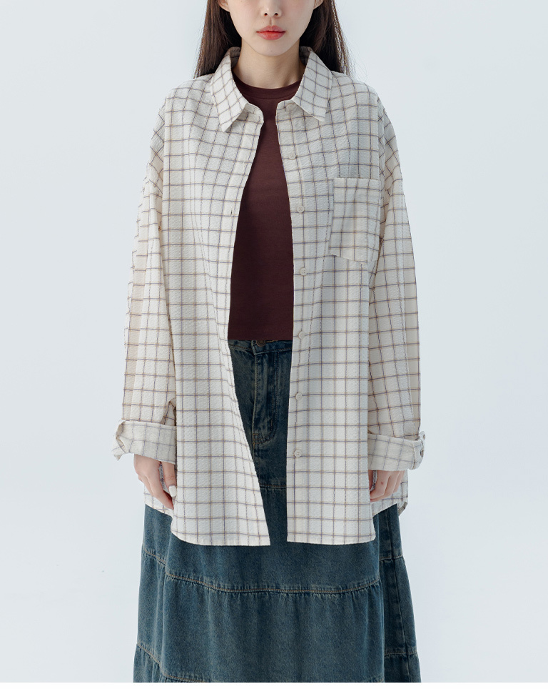 チェック柄長袖シャツ 2色展開