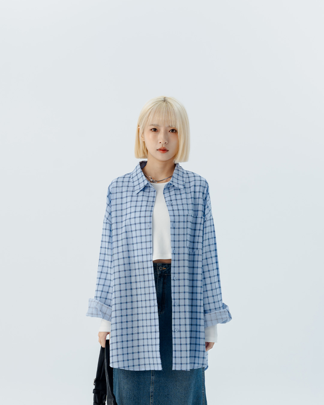 チェック柄長袖シャツ 2色展開