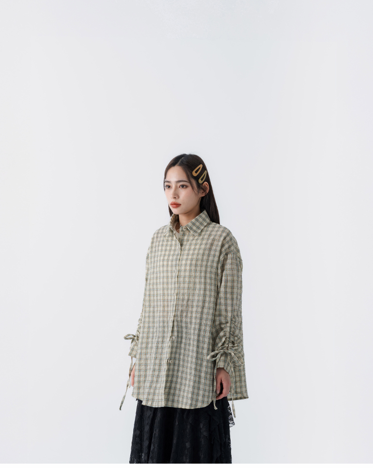 チェックドロストスリーブシャツ 2色展開