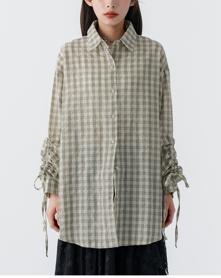 チェックドロストスリーブシャツ 2色展開