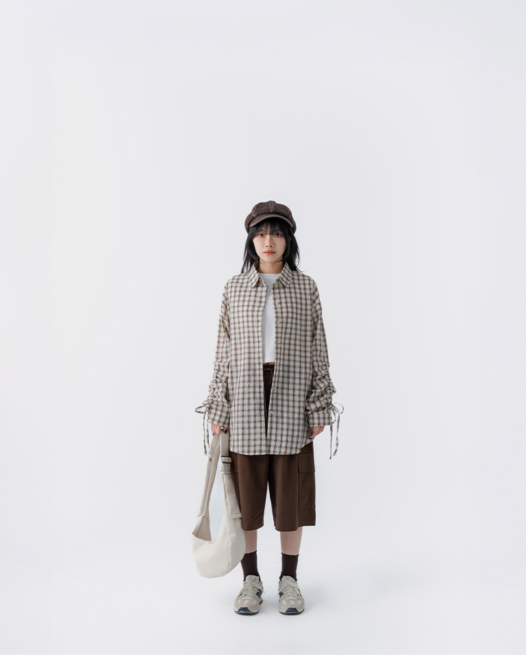 チェックドロストスリーブシャツ 2色展開