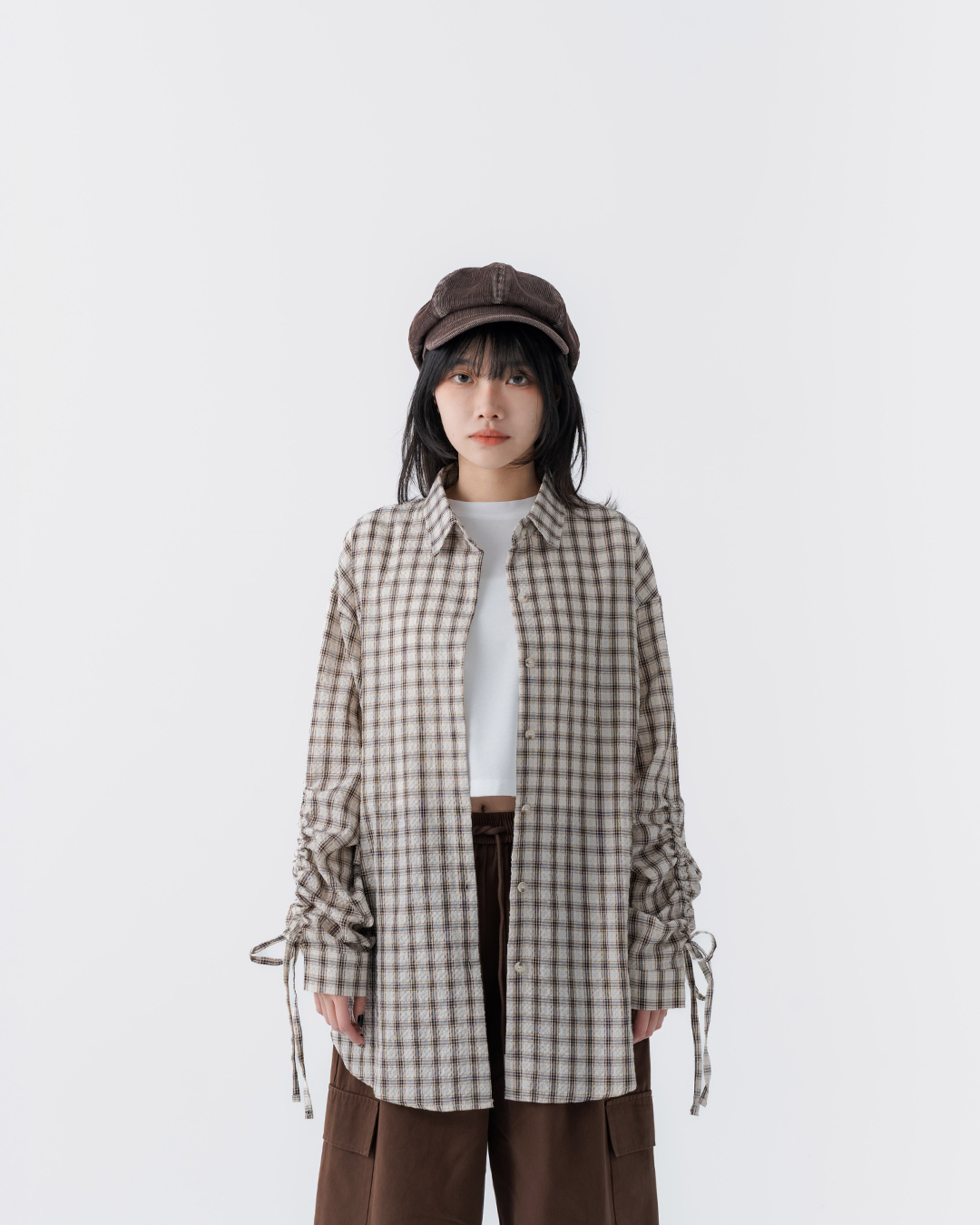 チェックドロストスリーブシャツ 2色展開