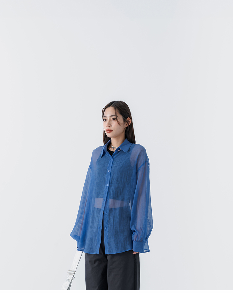 シアー楊柳シャツ 4色展開