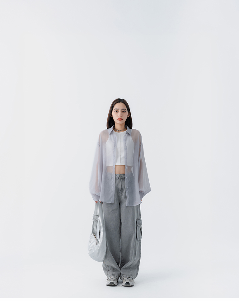 シアー楊柳シャツ 4色展開