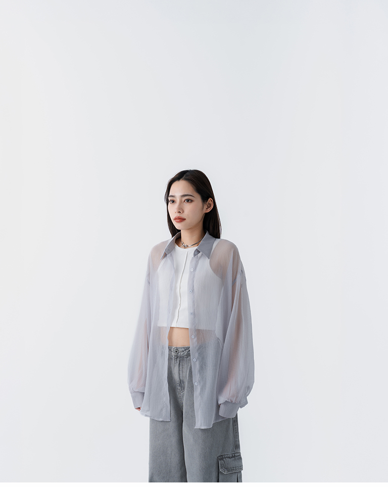 シアー楊柳シャツ 4色展開