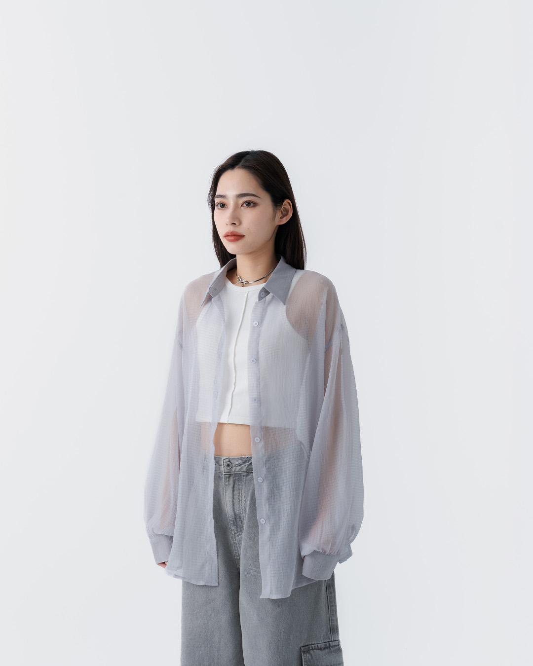シアー楊柳シャツ 4色展開