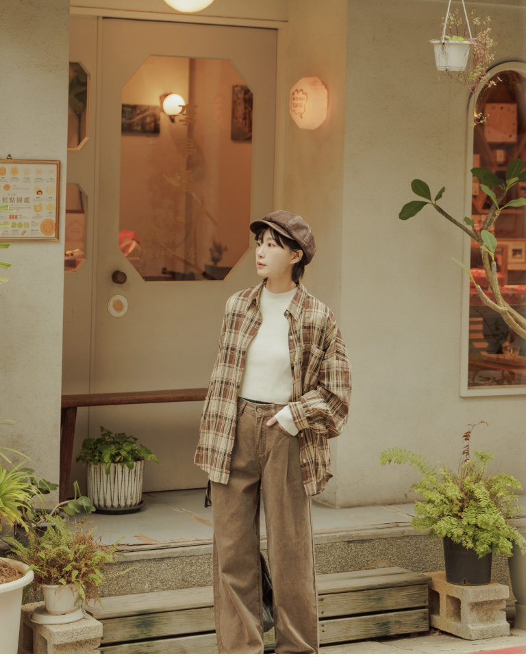 春1尚未收到---チェック柄オーバーサイズシャツ 2色展開