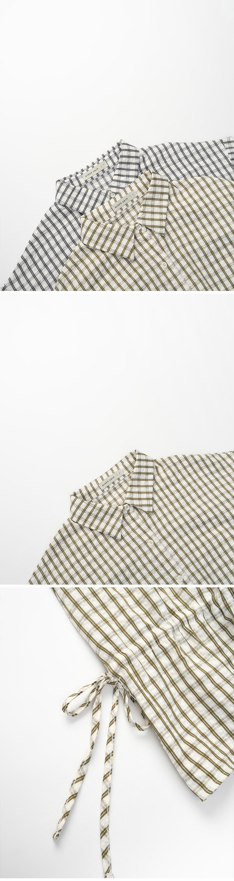 チェックドローストリングシャツ 2色展開