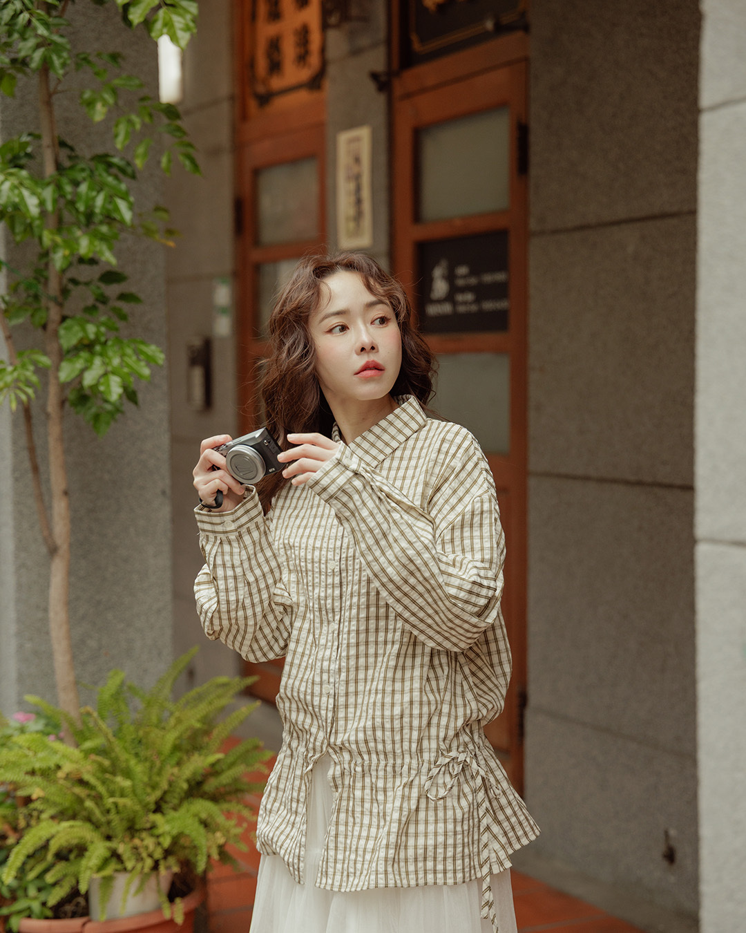 チェックドローストリングシャツ 2色展開