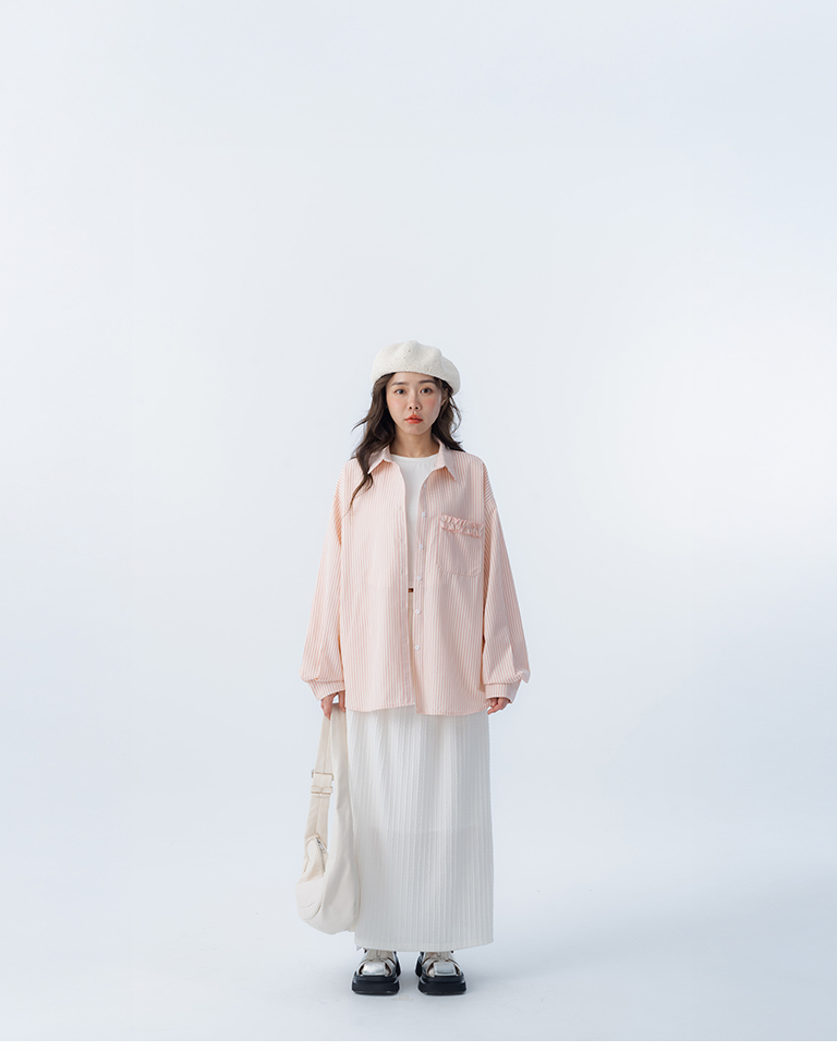 チェックフリルポケットシャツ 2色展開