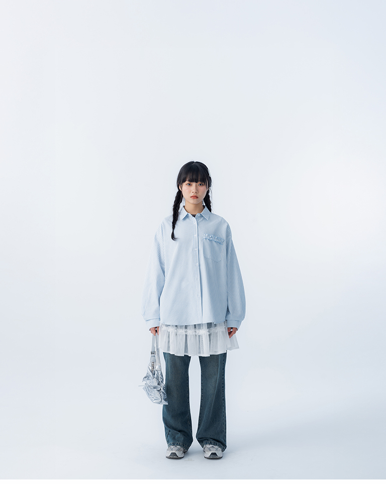 チェックフリルポケットシャツ 2色展開