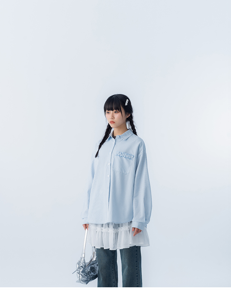 チェックフリルポケットシャツ 2色展開