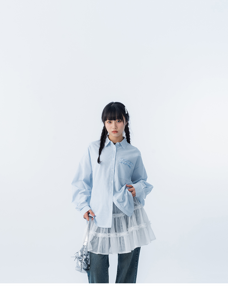 チェックフリルポケットシャツ 2色展開