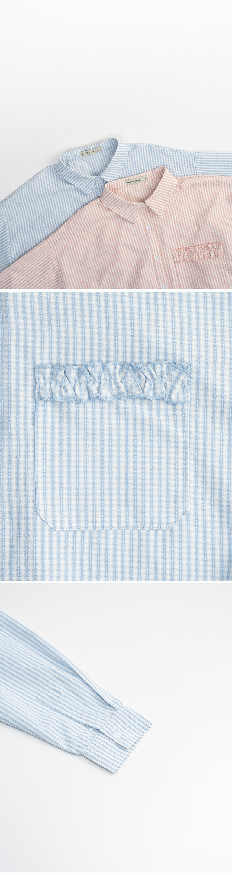 チェックフリルポケットシャツ 2色展開
