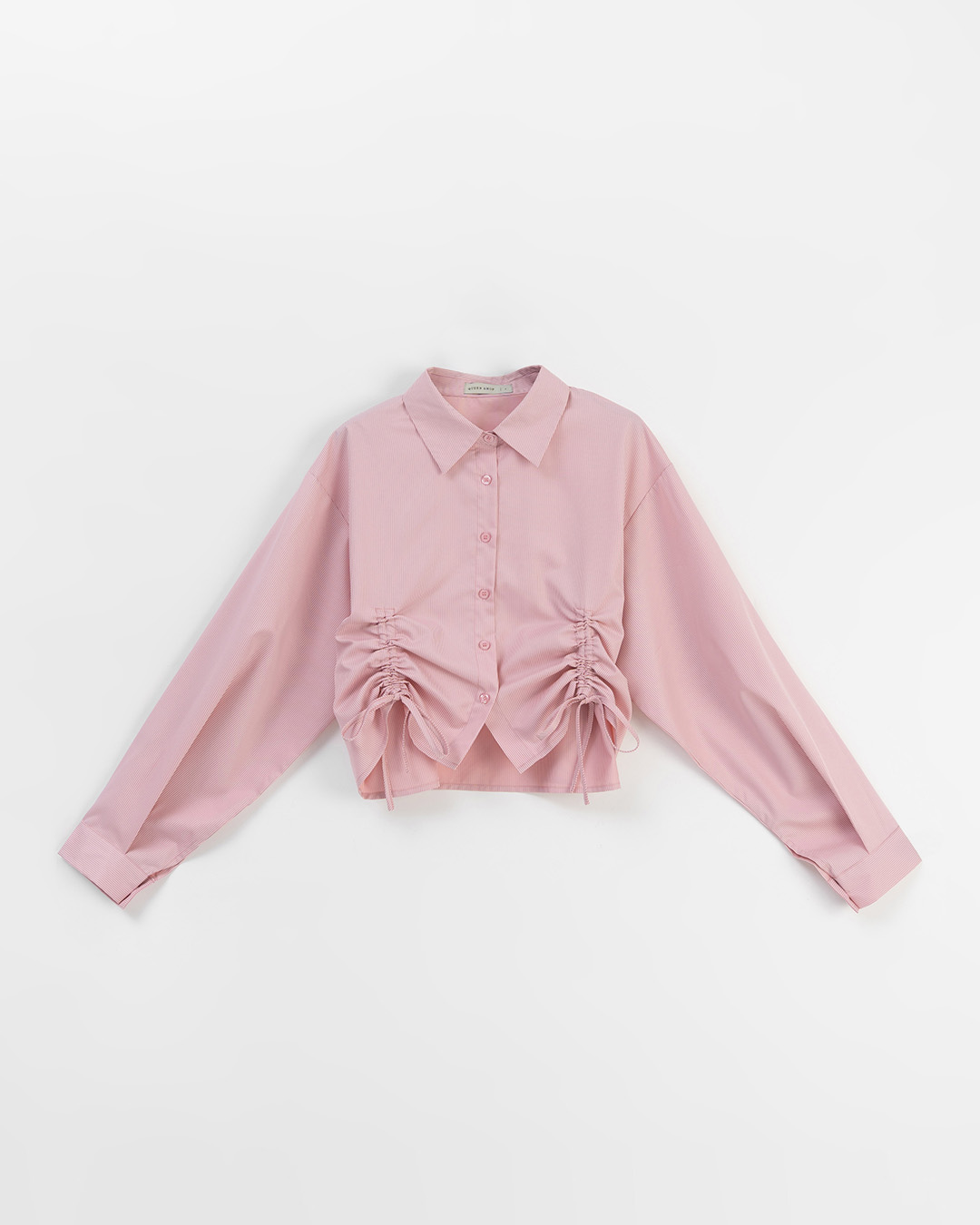 ストライプシャーリングショート丈シャツ 2色展開